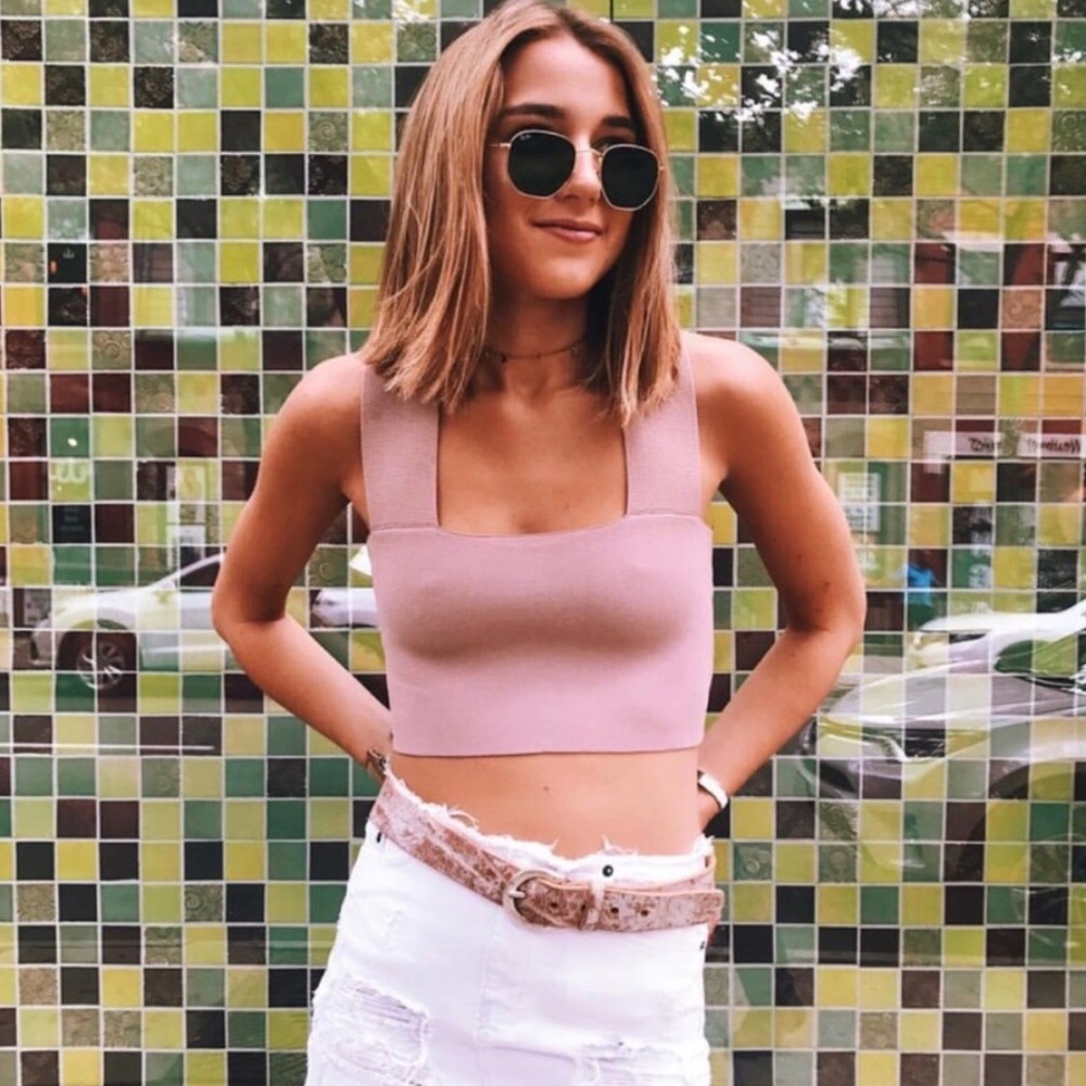 LLF pink square neck tank